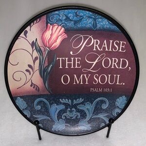 Pre-Owned Colorful Divinity 8" Decorative Plate W/ Stand Psalm 103:1 #17357